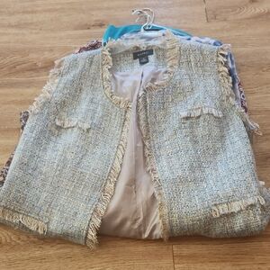 A.L.C. Women's Beige Tweed Fringe Blazer